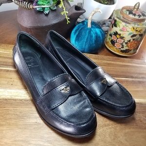 EUC Tory Burch Penny Loafers Black Sz 8.5